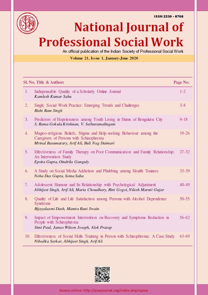 					View Volume 21, Issue 1, June 2020
				