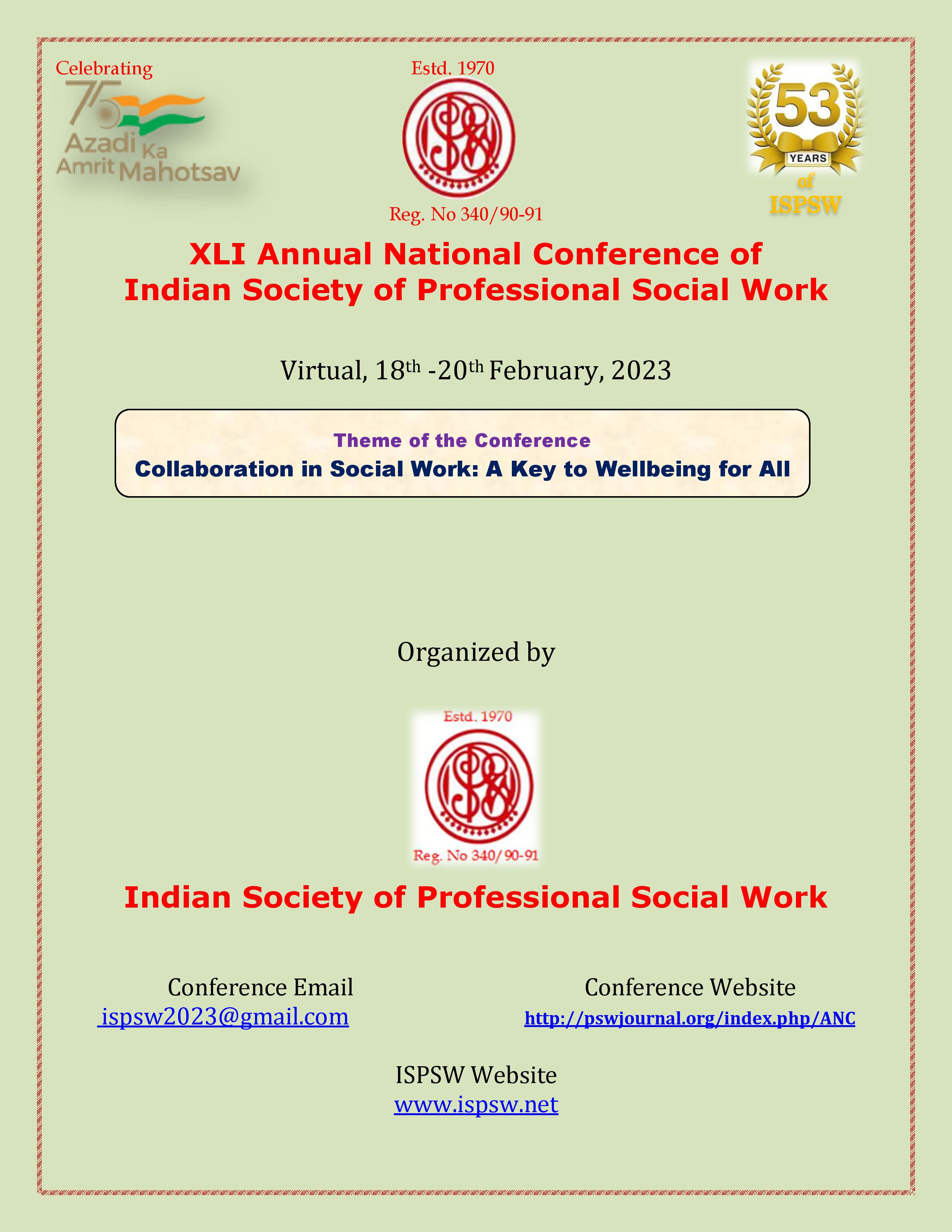 					View XLI Annual National Conference of ISPSW
				